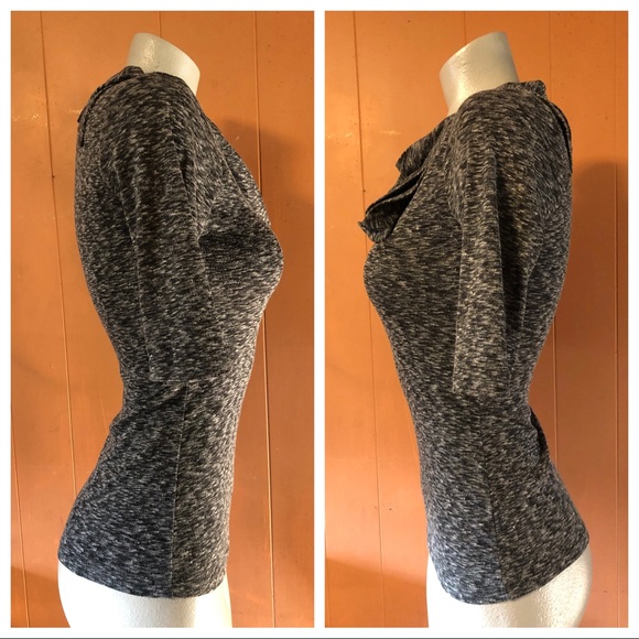 Anthropologie Deletta Heather Grey Pleated Cowlneck Top, XS - Picture 6 of 8